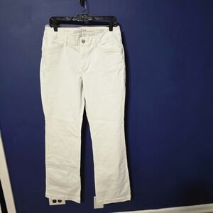 L.L.Bean Jeans Womens 10 Tall White Straight Leg Stretch True Shape Denim